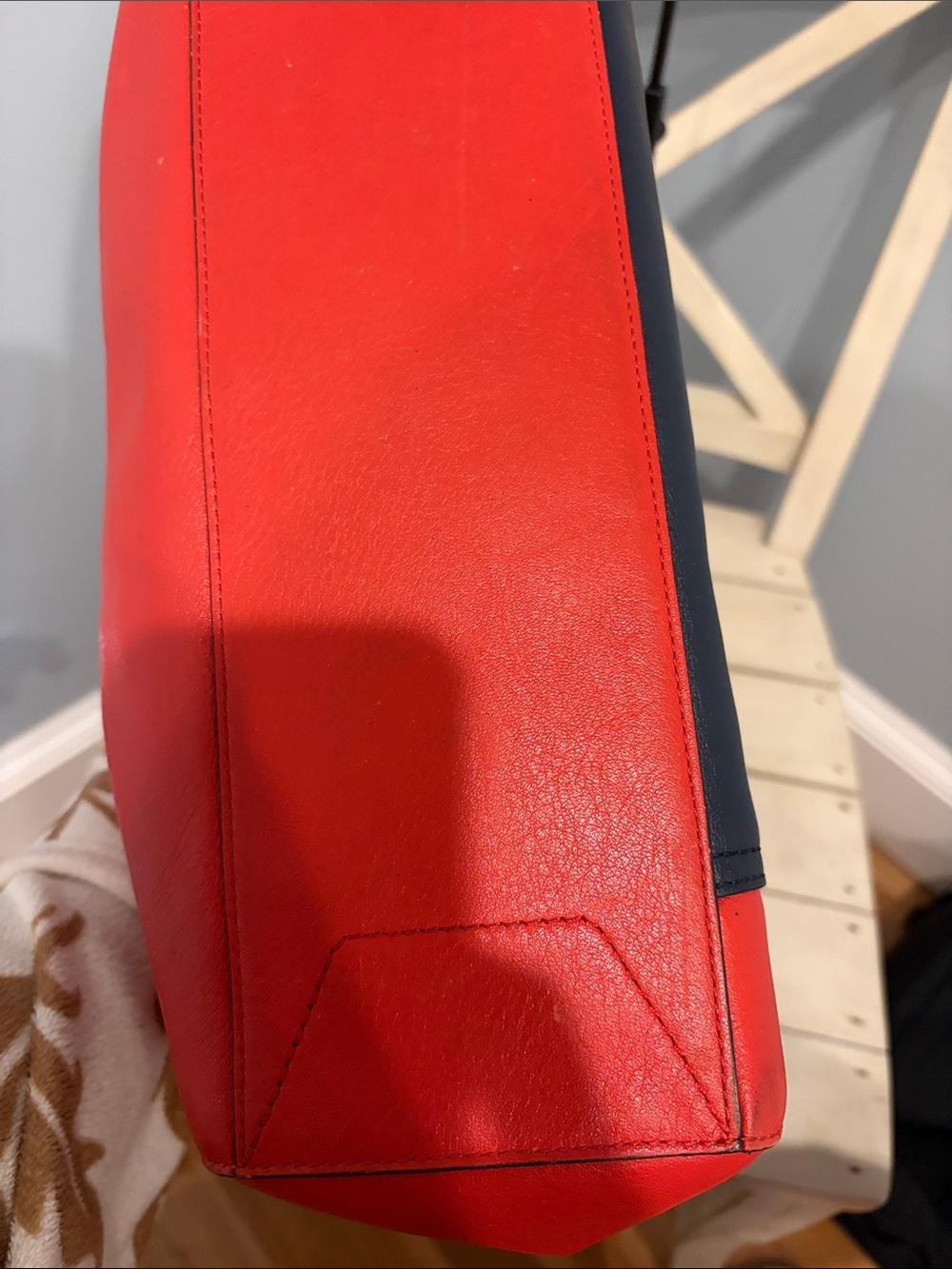 Coach Colorblock Leather Tote in Red, Navy & Tan with wallet - Picture 6 of 10